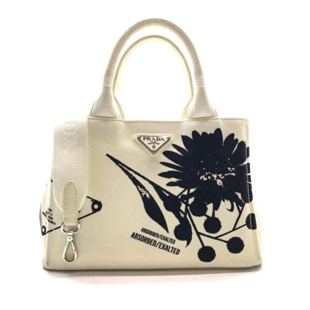 PRADA Canapa SYMBOLS White Canvas Handbag Shoulder Bag